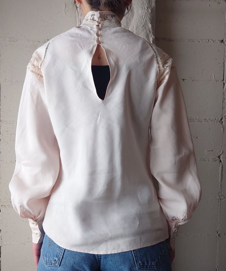 Lace Stand Collar Linen Blouse LPI
