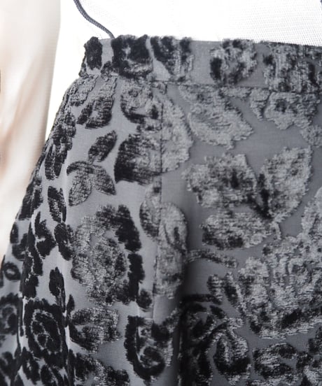 Flower Pattern Opal Velour Skirt BK