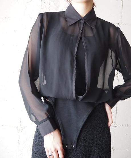 Layered Sheer Bodysuit Shirt BK