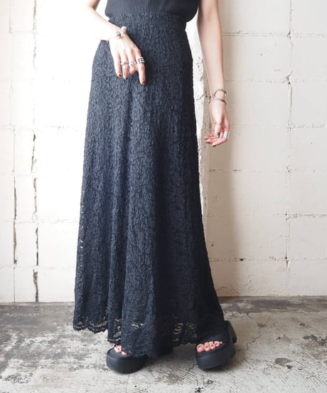 Lace Flared Easy Skirt BK