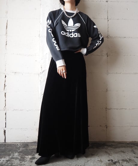 Velvet Flared Long Skirt BK