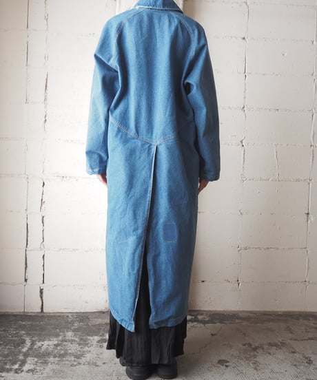 1980's Deep Slit Denim Long Coat BL
