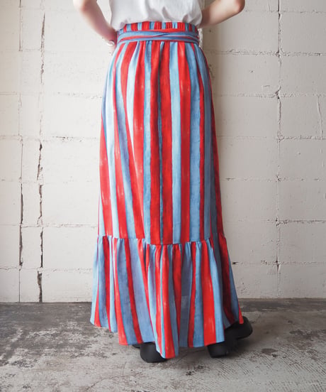 Hand Painted Stripe Skirt BLRE
