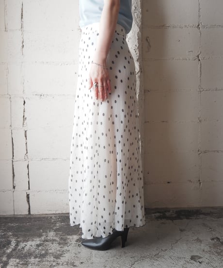 GANNI Sheer Pleated Dot Skirt WHBK
