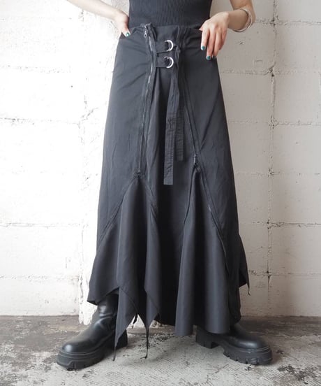 Belted Zip Design Skirt BK