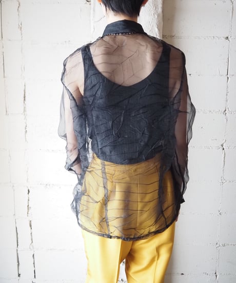 Washer Sheer Long Sleeve Shirt BK