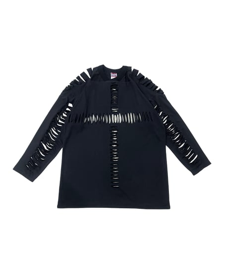Cutwork Design Long Tee BK