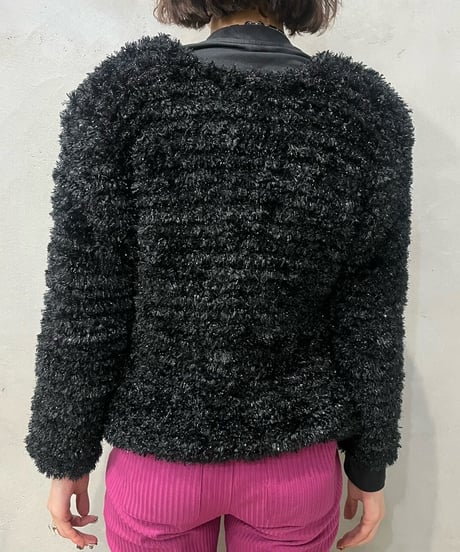 Lame Mix Shaggy Knit BK