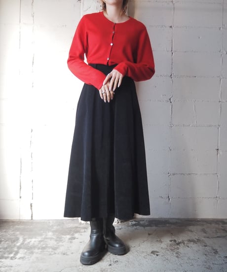 Cotton Velour Tuck Skirt BK