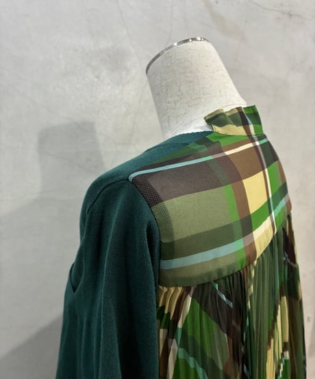 sacai Back Sheer Pleats S/S Knit GN