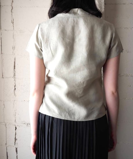agnès b. Linen Open Collar Short Sleeve Shirt KA