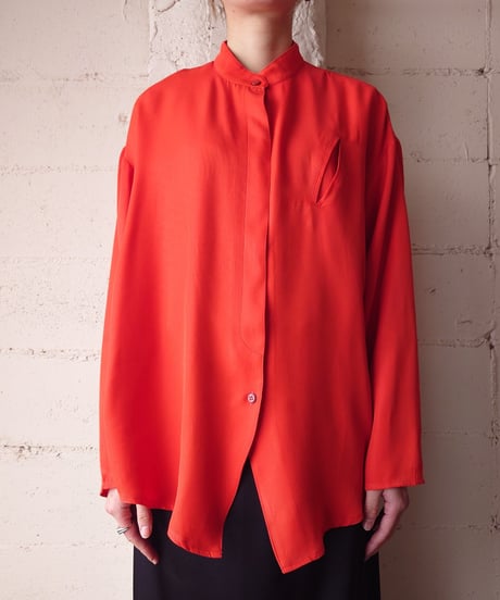 Band Collar Rayon Shirt RE