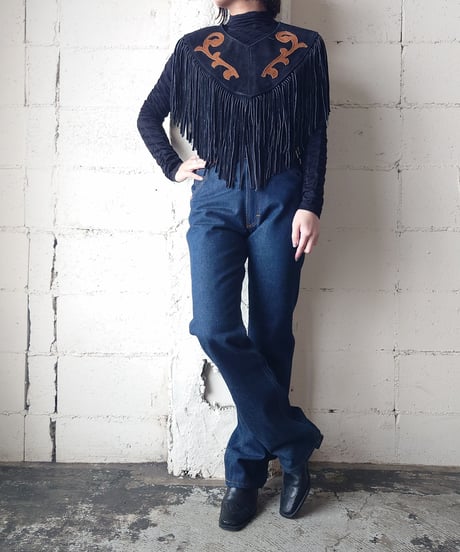 Fringe Leather Poncho BKCM