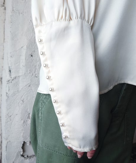 GUNNESAX Leg Of Mutton Sleeve Satin × Lace Blouse IV