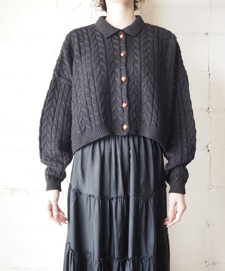 Wide Silhouette Collar Cardigan BK