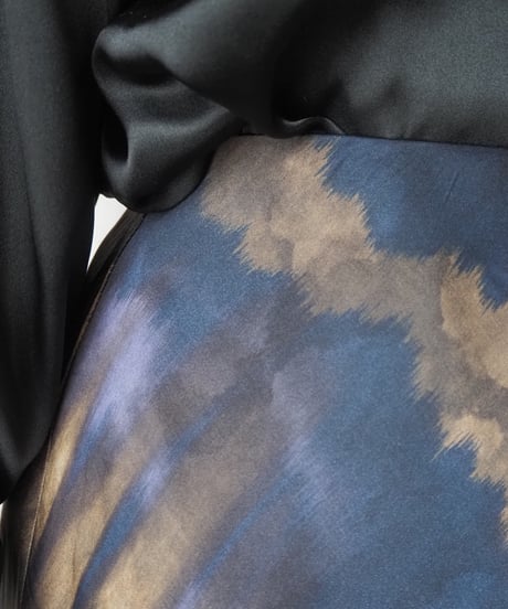 Tie-dye Pattern Satin Long Skirt PUROR