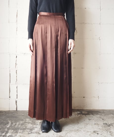 Satin Pleated Long Skirt BR
