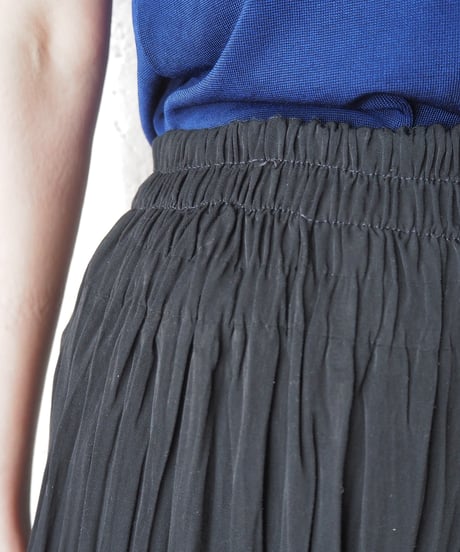 Pleated Tiered Easy Long Skirt BK