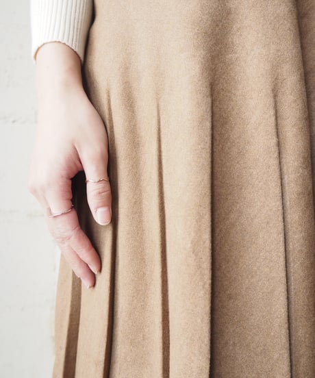 Fake Suede Pleated Long Skirt BR