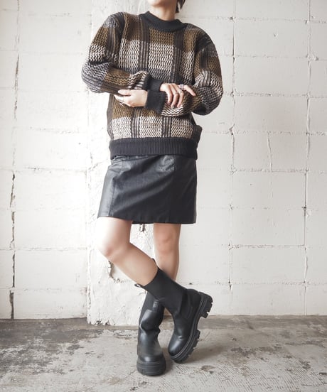 carven Shoulder Snap Button Pattern Knit BRBK