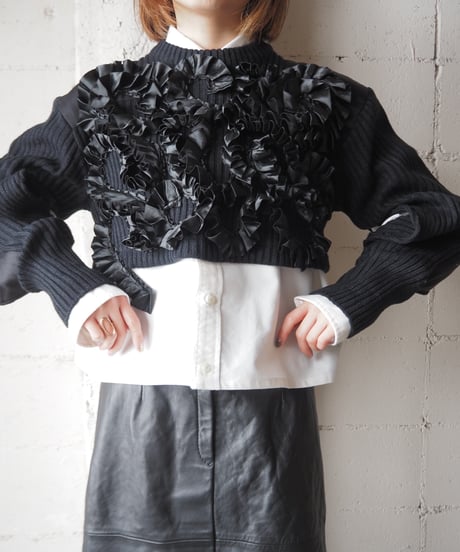 REMAKE Frilled Command Sweater BK