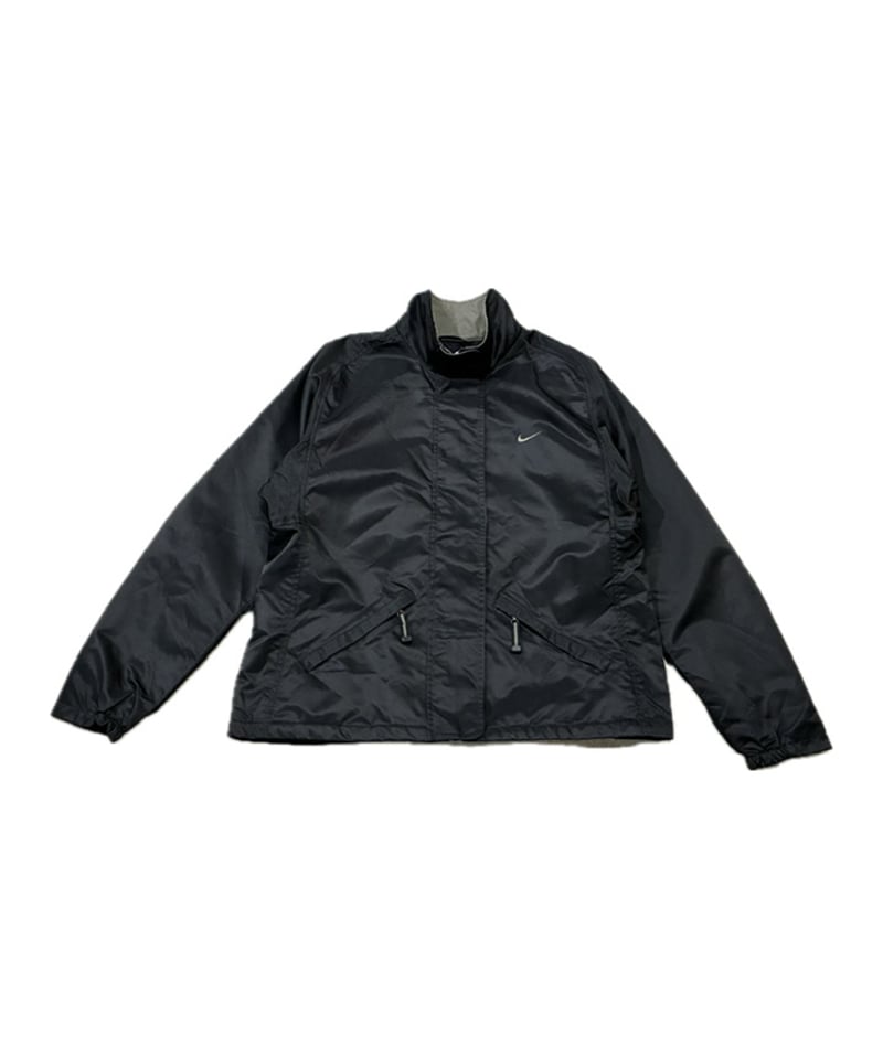 90's NIKE Stand Collar Nylon Zipup Jacket BK |
