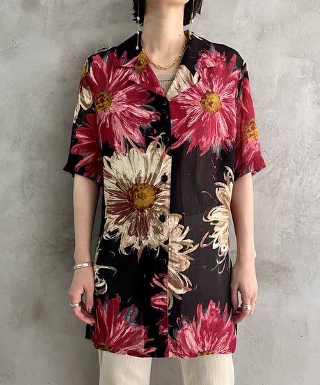 See Through Flower Paint Design Shirt BKPI