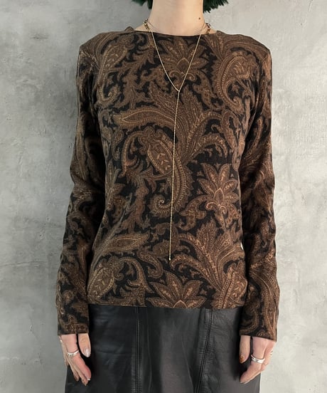 LAUREN Paisley Pattern Cashmere Knit BR
