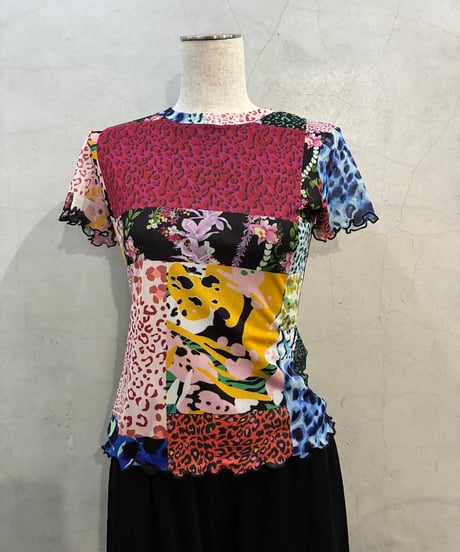 Desigual  S/S Mix Pattern Sheer Tops BLBKPI