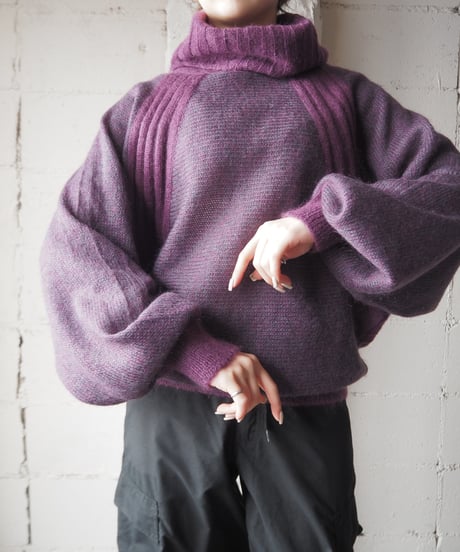 Volume Neck Dolman Sleeve Knit PUR
