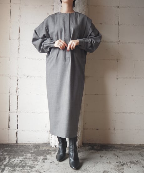 Dolman Sleeve Pleats Design Dress GR