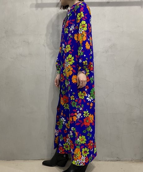 Flower Pattern Puritan Collar Dress BLOR
