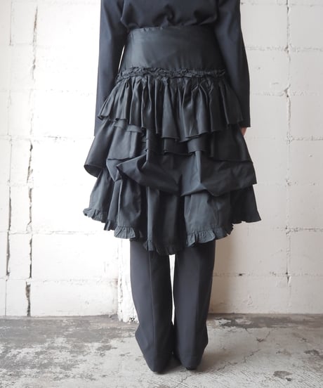 Satin Volume Tiered Skirt BK