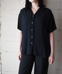 FLAX by Jeanne Engelhart Open Collar Rayon Short Sleeve Shirt DNV