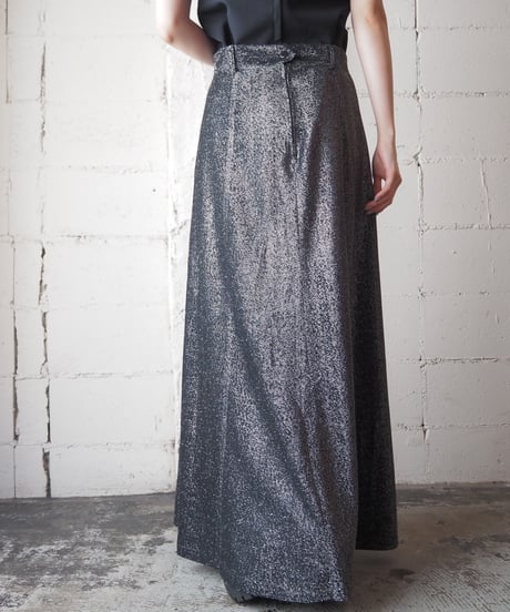 Silver Glitter Flare Skirt SVBK