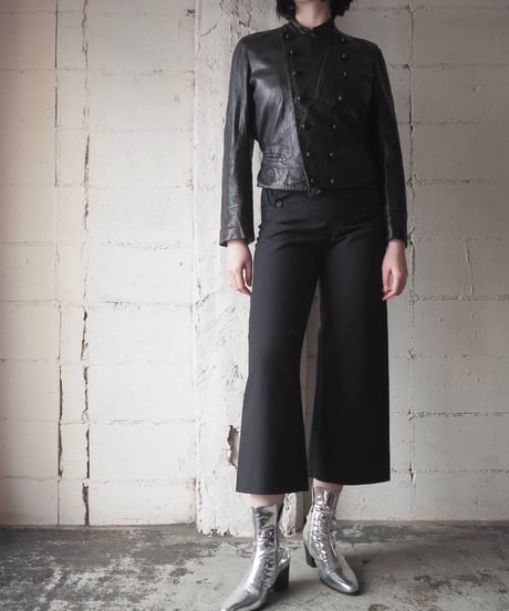 agnès b.  SPECIAL Double Breasted Leather Jacket BK