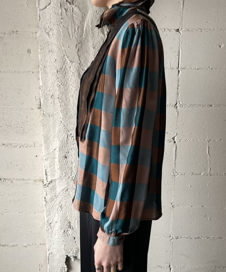 Frill Collar Check Blouse BRBL