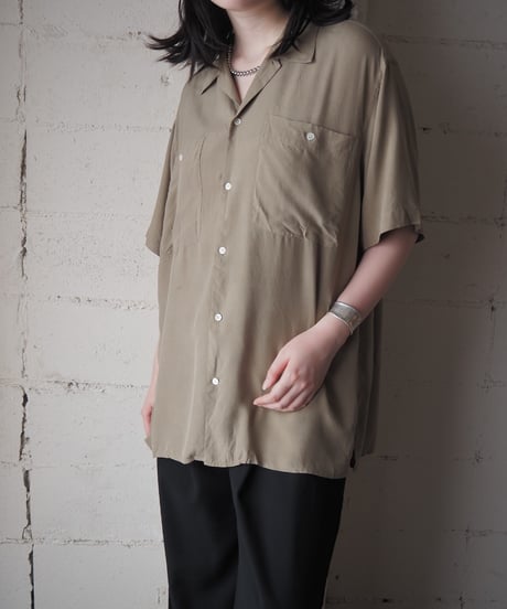 BARRY BRICKEN Open Collar Short Sleeve Silk Shirt BE