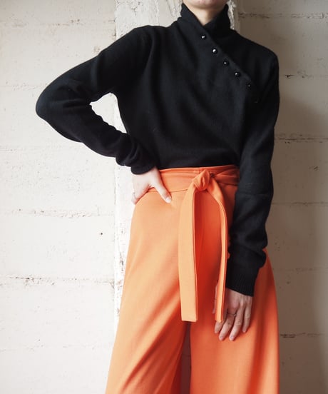 Ralph Lauren Asymmetric Stand Color Knit  BK