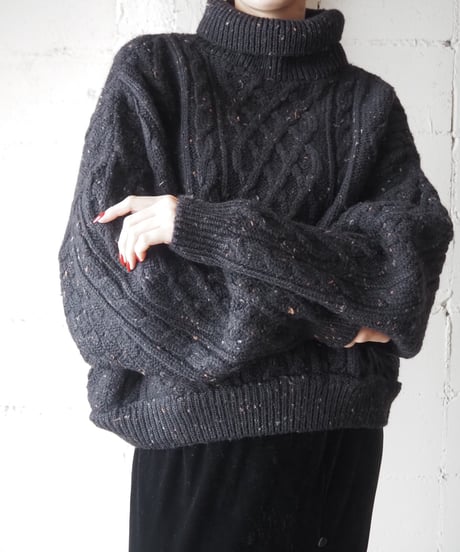 Mix Yarn Fisherman Knit BK