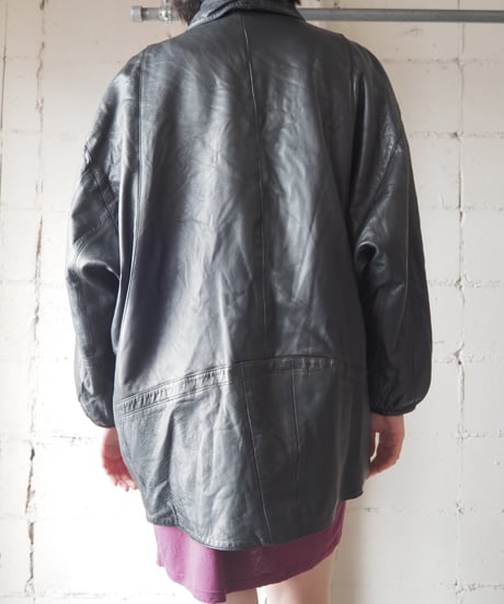 1980's Shawl Collar Leather Jacket BK