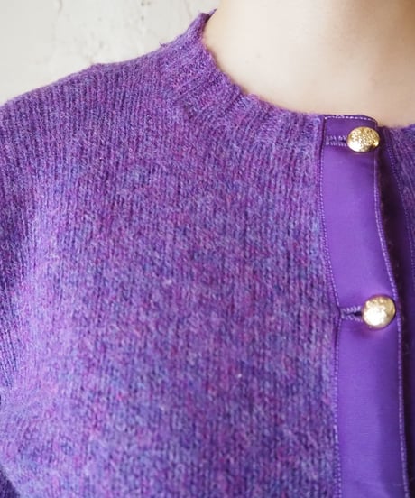 1960～70's Shetland Crew Neck Cardigan PUR