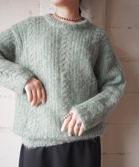 Cable Mohair Knit SAX