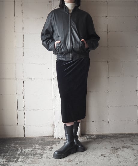 ROUNDTREE&YORKE Double Collar Leather Jacket BK