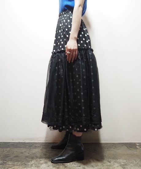 Tulle Layered Dot Skirt BK