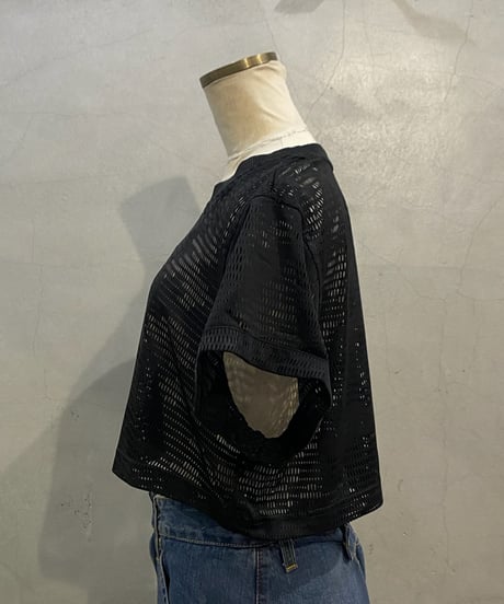 adidas Logo Mesh Cropped Tops BK RE