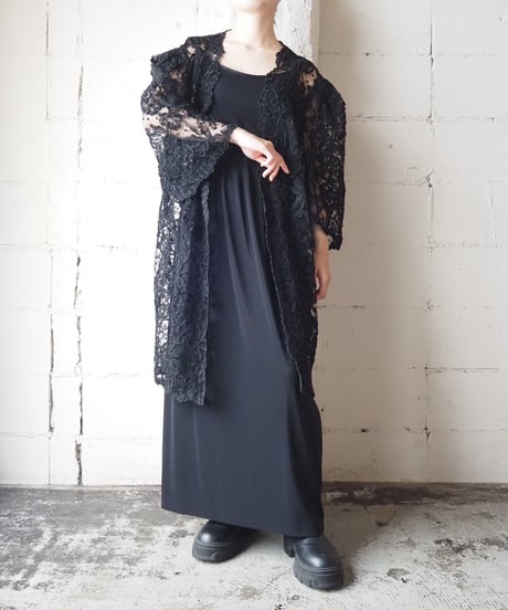 1970-80's Vintage Power Shoulder Lace Jacket BK