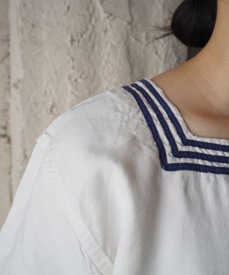 1960-70's French Navy Sailor Shirt WH NV