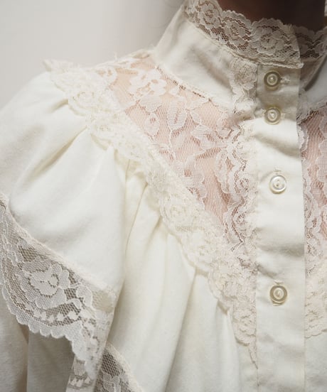 Lace Bosom Stand Collar Blouse IV