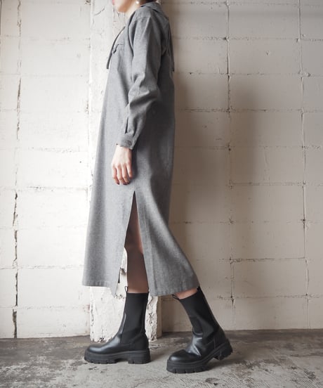 Side Slit Wool Hodie Dress GR